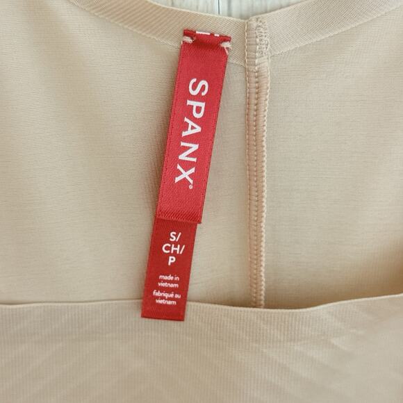 SPANXshape Bodysuit Size Small Invisible Open-Bust Mid-Thigh Champagne Beige - Picture 7 of 16